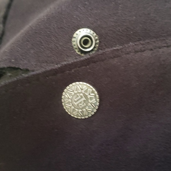 Lauren Ralph Lauren Hooded Suede Fleece Button up black vest Jacket size L - Picture 2 of 9